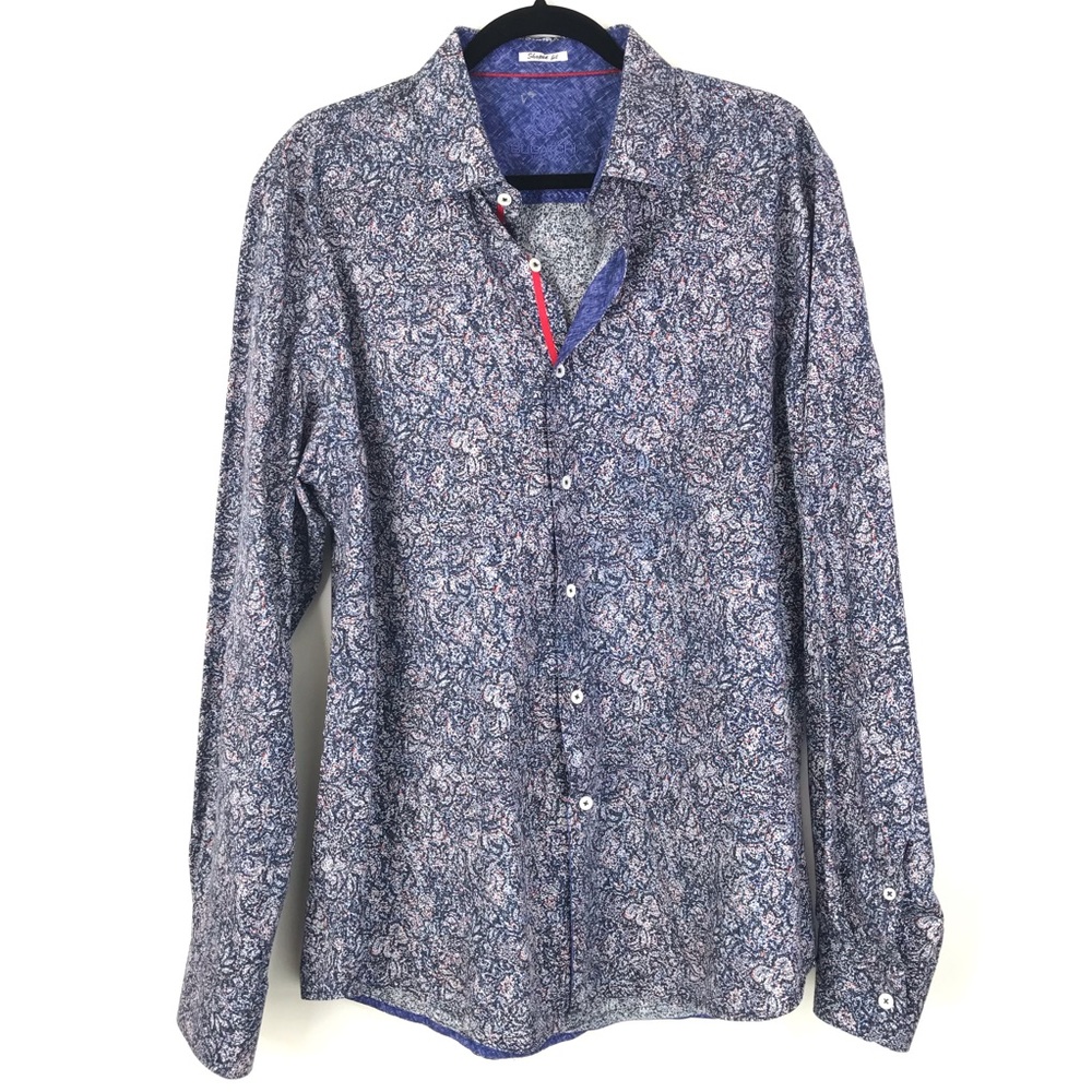 Bugatchi Shaped Fit Printed Long Sleev Button Down